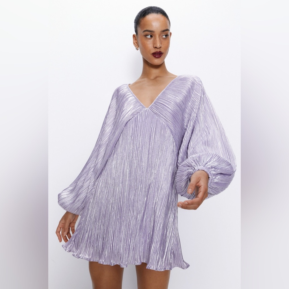 Nasty Gal Lilac Balloon Sleeve Mini Dress